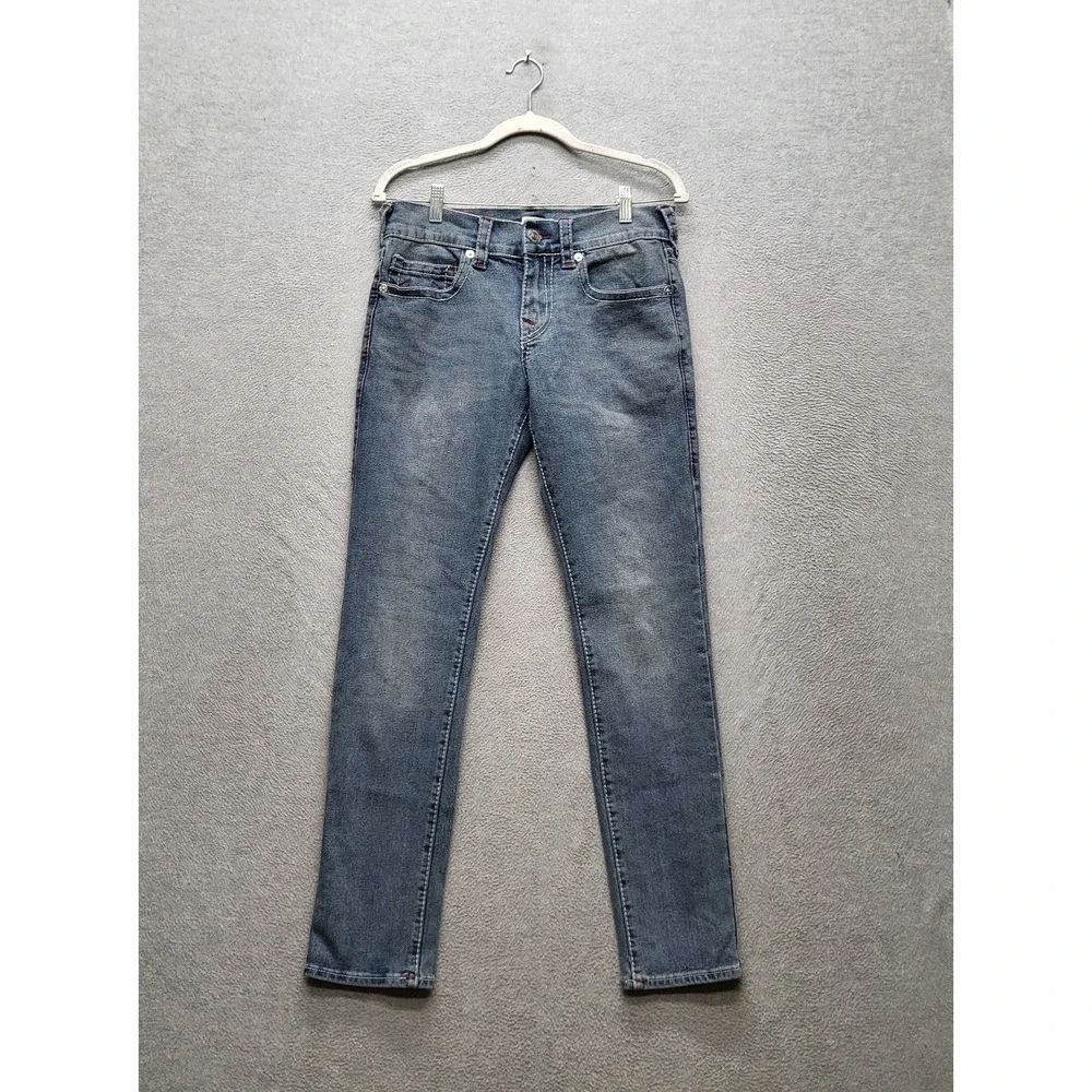 True Religion Men Jeans 30 Blue Denim Contrast‎ Stitching Embroidery Rocco